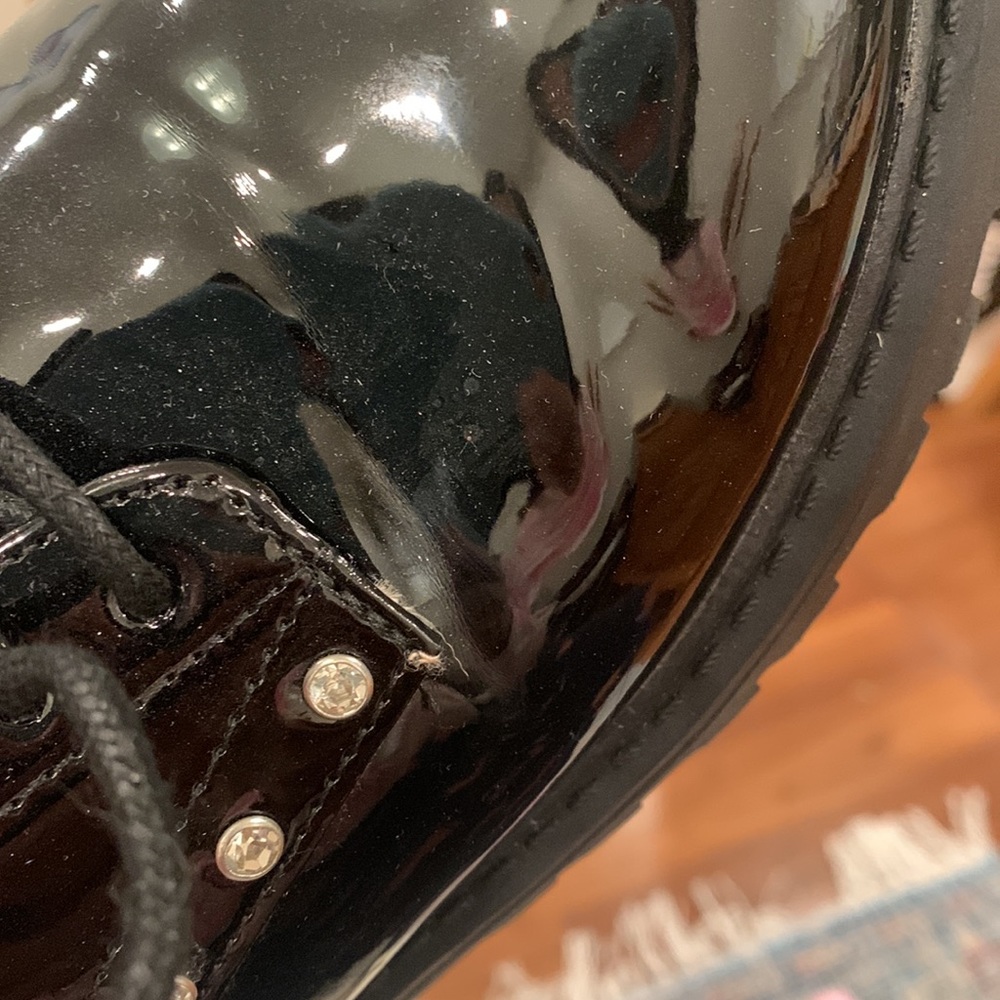 ZARA Patent Leather Chunky Heel Studded Oxford Shoes - Picture 14 of 15